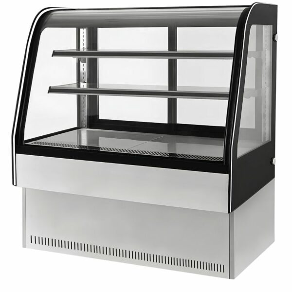 Vitrina refrigerada de piso con cristal curvo